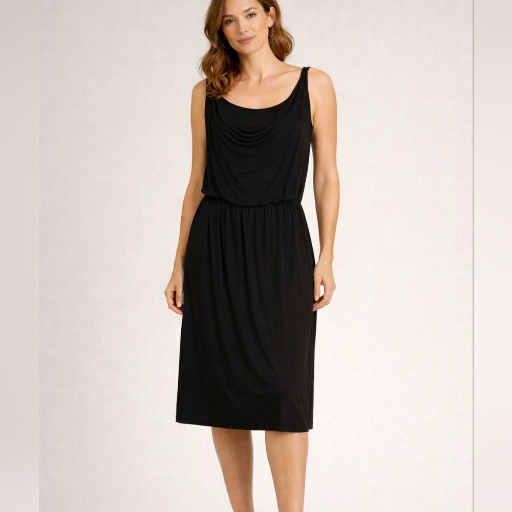 Kenar Black Drape Jersey Knit Dress -‎ Size Medium - perfect ☀️ black dress